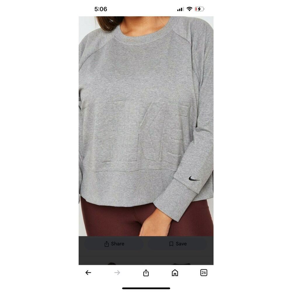 NIKE DRI FIT TRAINING PULLOVER‎ SWEATSHIRT - GREY AO2279-091 WOMEN PLUS SIZE 2X
